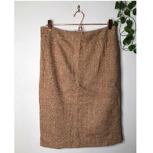 Loft | Tan brown tweed midi skirt